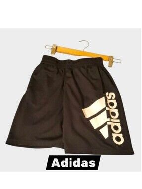 Adidas Shorts Boy's Size Medium 10/12 Black White Basketball Adidas Logo